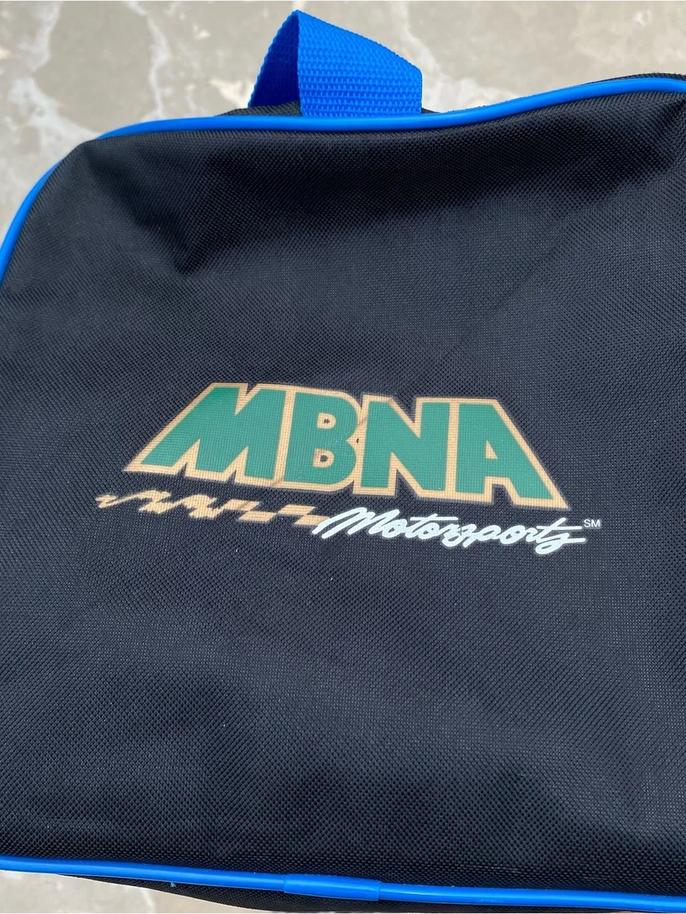Vintage NASCAR MNBA Motorsports Large Black Gym Travel bag